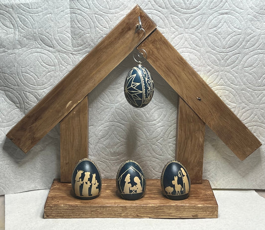 4 Piece Nativity Set with Stable/Stand