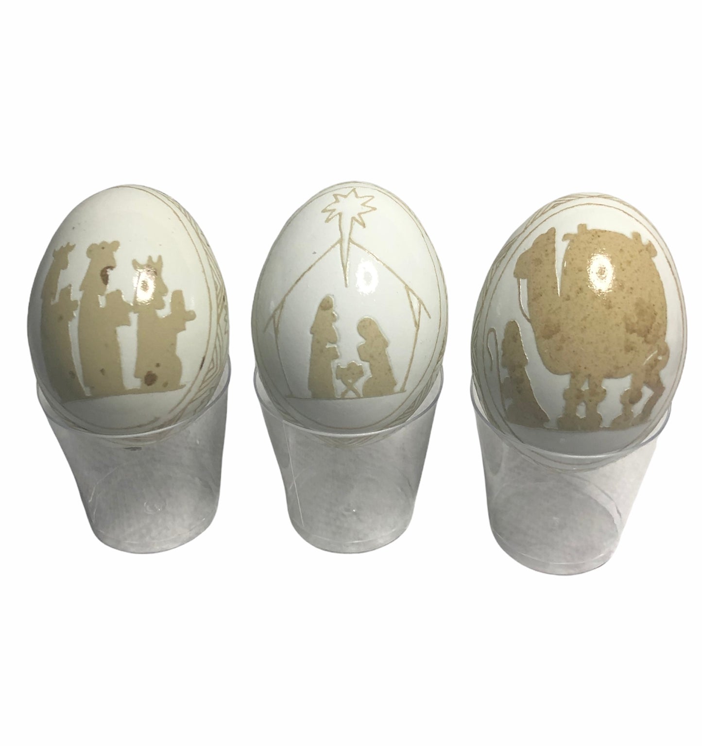 3 piece Etched Nativity Set - Green